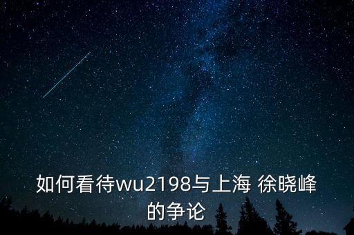 如何看待wu2198與上海 徐曉峰的爭(zhēng)論