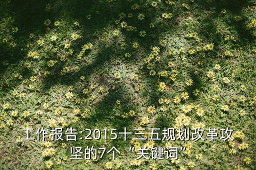 工作報告:2015十三五規(guī)劃改革攻堅的7個“關(guān)鍵詞”