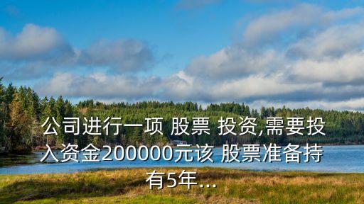  公司進(jìn)行一項(xiàng) 股票 投資,需要投入資金200000元該 股票準(zhǔn)備持有5年...