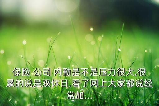 保險 公司 內(nèi)勤是不是壓力很大,很累的說是雙休日,看了網(wǎng)上大家都說經(jīng)常加...