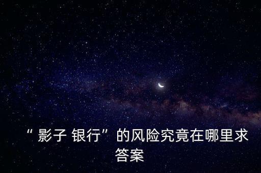 “ 影子 銀行”的風險究竟在哪里求答案