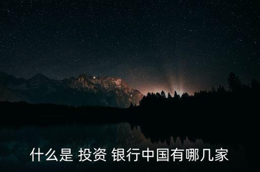 什么是 投資 銀行中國有哪幾家