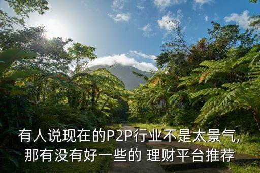 有人說現(xiàn)在的P2P行業(yè)不是太景氣,那有沒有好一些的 理財平臺推薦