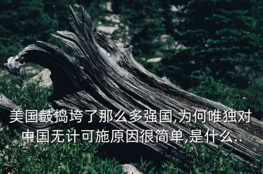 美國鼓搗垮了那么多強(qiáng)國,為何唯獨(dú)對中國無計可施原因很簡單,是什么...