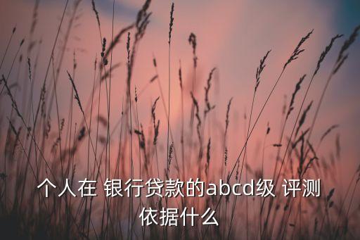 個人在 銀行貸款的abcd級 評測依據(jù)什么