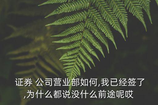  證券 公司營(yíng)業(yè)部如何,我已經(jīng)簽了,為什么都說沒什么前途呢哎