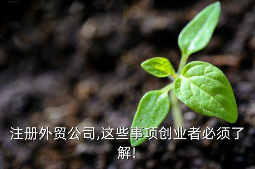 注冊(cè)外貿(mào)公司,這些事項(xiàng)創(chuàng)業(yè)者必須了解!