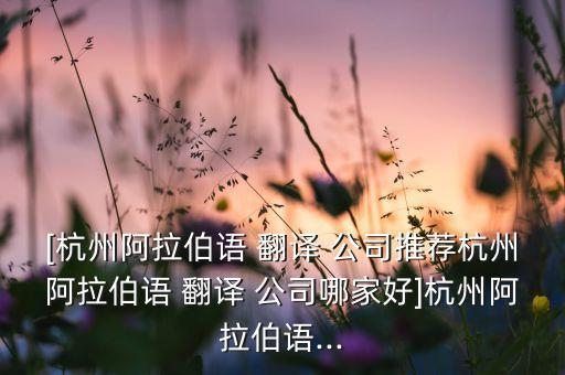 [杭州阿拉伯語(yǔ) 翻譯 公司推薦杭州阿拉伯語(yǔ) 翻譯 公司哪家好]杭州阿拉伯語(yǔ)...