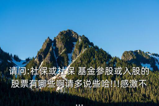 請問:社保或社保 基金參股或入股的股票有哪些啊請多說些哈!!!感激不...