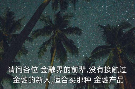 請問各位 金融界的前輩,沒有接觸過 金融的新人,適合買那種 金融產(chǎn)品