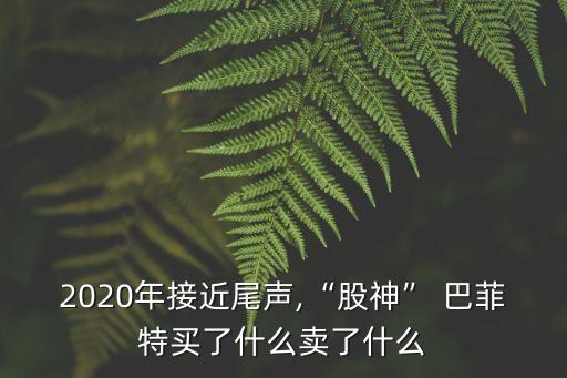 2020年接近尾聲,“股神” 巴菲特買了什么賣了什么