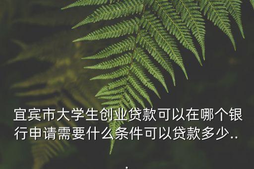  宜賓市大學(xué)生創(chuàng)業(yè)貸款可以在哪個(gè)銀行申請(qǐng)需要什么條件可以貸款多少...