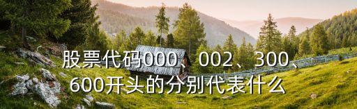  股票代碼000、002、300、600開頭的分別代表什么