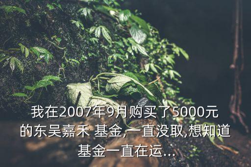 我在2007年9月購(gòu)買了5000元的東吳嘉禾 基金,一直沒(méi)取,想知道 基金一直在運(yùn)...