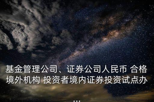 基金管理公司、證券公司人民幣 合格境外機構 投資者境內證券投資試點辦...