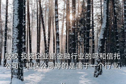 股權 投資企業(yè)是金融行業(yè)的嗎和信托公司、擔保公司等的是屬于一個行業(yè)...