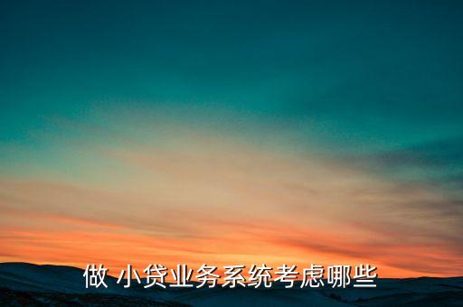 做 小貸業(yè)務系統(tǒng)考慮哪些