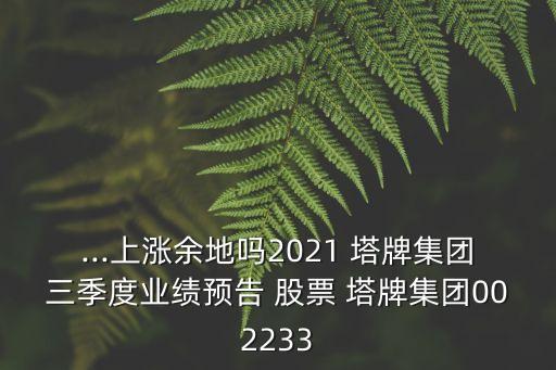 ...上漲余地嗎2021 塔牌集團三季度業(yè)績預告 股票 塔牌集團002233