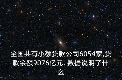 全國(guó)共有小額貸款公司6054家,貸款余額9076億元, 數(shù)據(jù)說明了什么