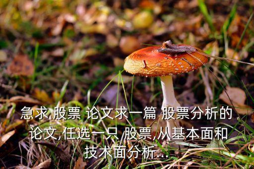 急求 股票 論文求一篇 股票分析的 論文,任選一只 股票,從基本面和技術(shù)面分析...