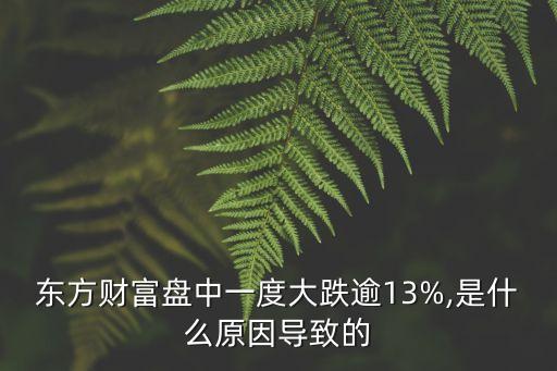 東方財富盤中一度大跌逾13%,是什么原因?qū)е碌? class=