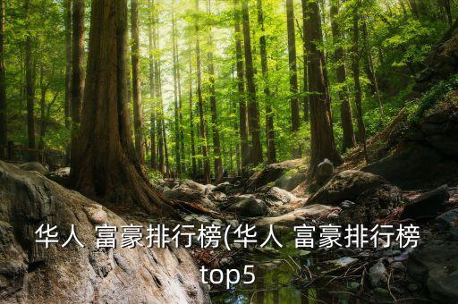 華人 富豪排行榜(華人 富豪排行榜top5