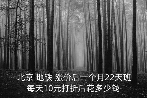  北京 地鐵 漲價(jià)后一個(gè)月22天班每天10元打折后花多少錢