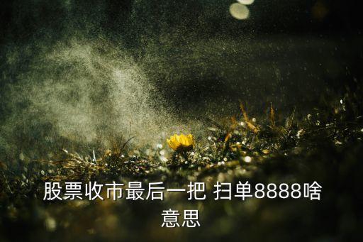  股票收市最后一把 掃單8888啥意思