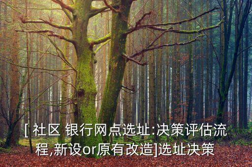 [ 社區(qū) 銀行網(wǎng)點(diǎn)選址:決策評(píng)估流程,新設(shè)or原有改造]選址決策