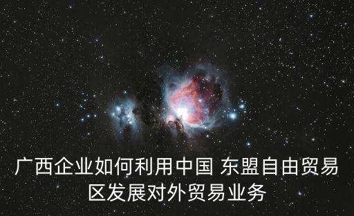 廣西企業(yè)如何利用中國(guó) 東盟自由貿(mào)易區(qū)發(fā)展對(duì)外貿(mào)易業(yè)務(wù)