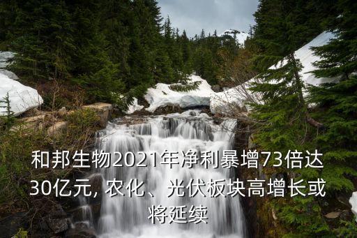 和邦生物2021年凈利暴增73倍達(dá)30億元, 農(nóng)化、光伏板塊高增長(zhǎng)或?qū)⒀永m(xù)