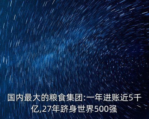 國內(nèi)最大的糧食集團(tuán):一年進(jìn)賬近5千億,27年躋身世界500強(qiáng)