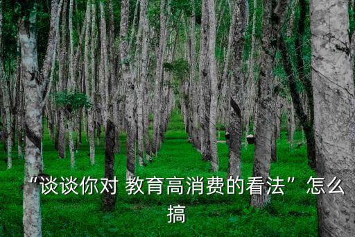 “談?wù)勀銓?duì) 教育高消費(fèi)的看法”怎么搞