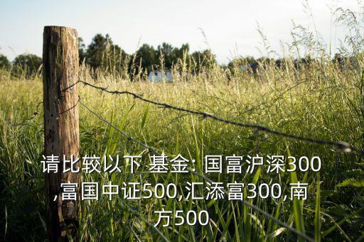 請比較以下 基金: 國富滬深300,富國中證500,匯添富300,南方500