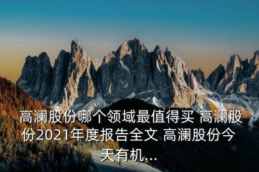  高瀾股份哪個領(lǐng)域最值得買 高瀾股份2021年度報告全文 高瀾股份今天有機...