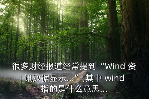 很多財經(jīng)報道經(jīng)常提到“Wind 資訊數(shù)據(jù)顯示...”,其中 wind指的是什么意思...