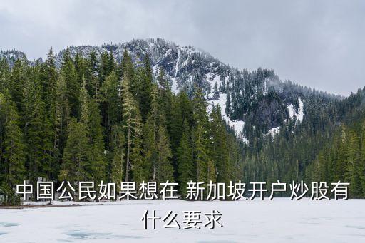 中國公民如果想在 新加坡開戶炒股有什么要求