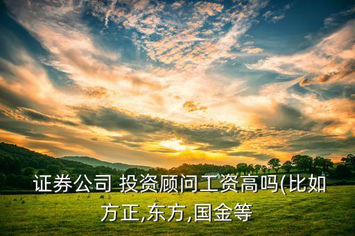  證券公司 投資顧問工資高嗎(比如方正,東方,國金等