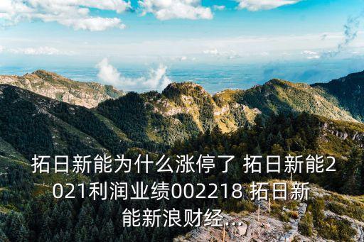  拓日新能為什么漲停了 拓日新能2021利潤業(yè)績002218 拓日新能新浪財經(jīng)...