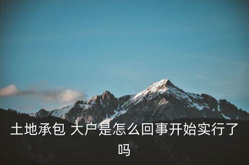 土地承包 大戶是怎么回事開始實(shí)行了嗎