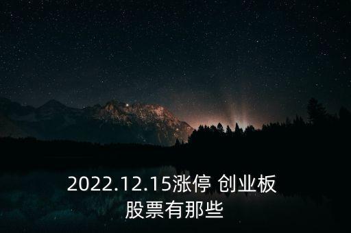 2022.12.15漲停 創(chuàng)業(yè)板 股票有那些