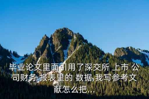 畢業(yè)論文里面引用了深交所 上市 公司財(cái)務(wù) 報(bào)表里的 數(shù)據(jù),我寫參考文獻(xiàn)怎么把...