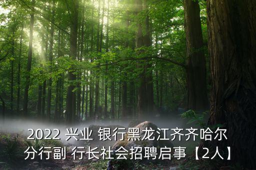 2022 興業(yè) 銀行黑龍江齊齊哈爾分行副 行長社會招聘啟事【2人】