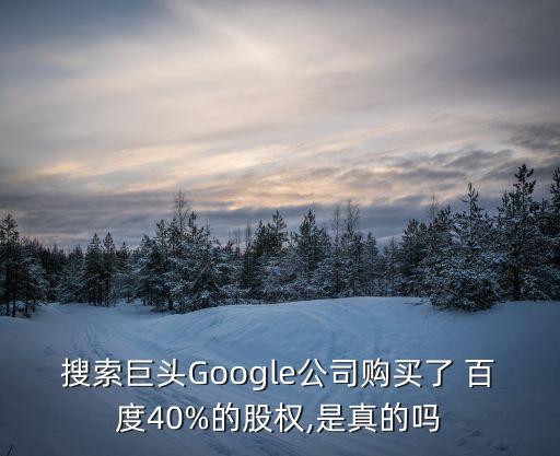 搜索巨頭Google公司購買了 百度40%的股權(quán),是真的嗎