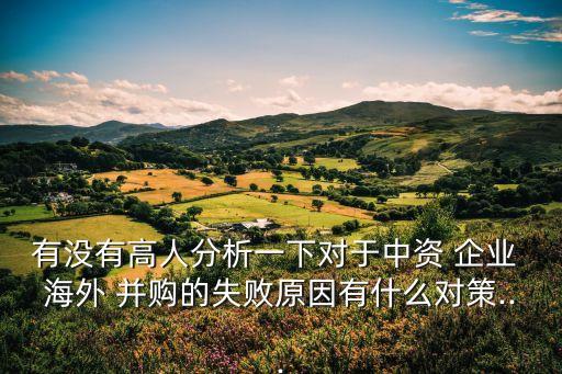 有沒有高人分析一下對于中資 企業(yè) 海外 并購的失敗原因有什么對策...