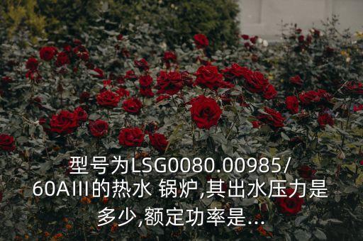 型號(hào)為L(zhǎng)SG0080.00985/60AⅢ的熱水 鍋爐,其出水壓力是多少,額定功率是...