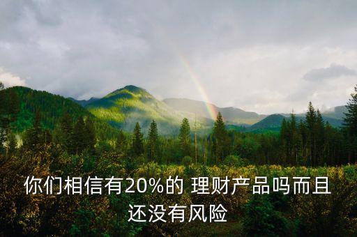 你們相信有20%的 理財產(chǎn)品嗎而且還沒有風(fēng)險