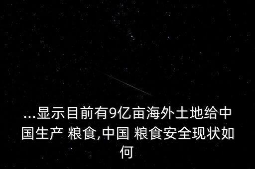 ...顯示目前有9億畝海外土地給中國(guó)生產(chǎn) 糧食,中國(guó) 糧食安全現(xiàn)狀如何