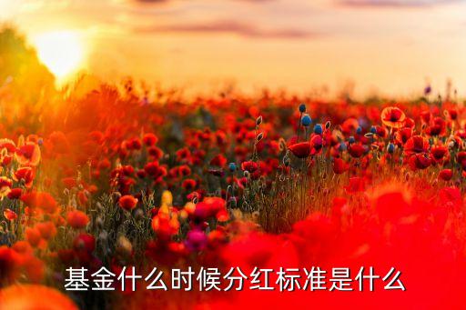  基金什么時(shí)候分紅標(biāo)準(zhǔn)是什么