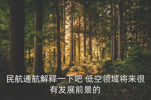 民航通航解釋一下吧 低空領(lǐng)域?qū)砗苡邪l(fā)展前景的